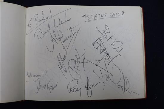 A Radio One Club autograph album, c.1968, presented to the vendors sister as a prize by Radio One DJ Tony
